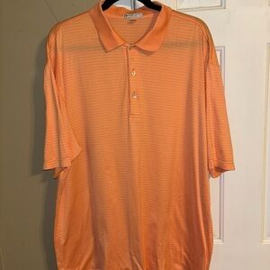 Peter Millar Orange with white stripes Polo Shirt. 100% cotton
